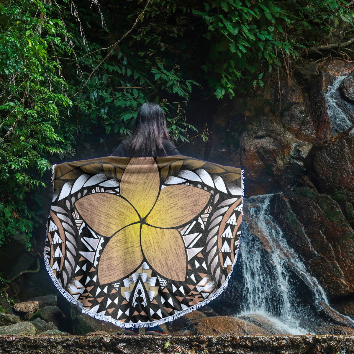Hawaii Beach Blanket Hawaii Plumeria Polynesian Traditional Patterns Vintage Version