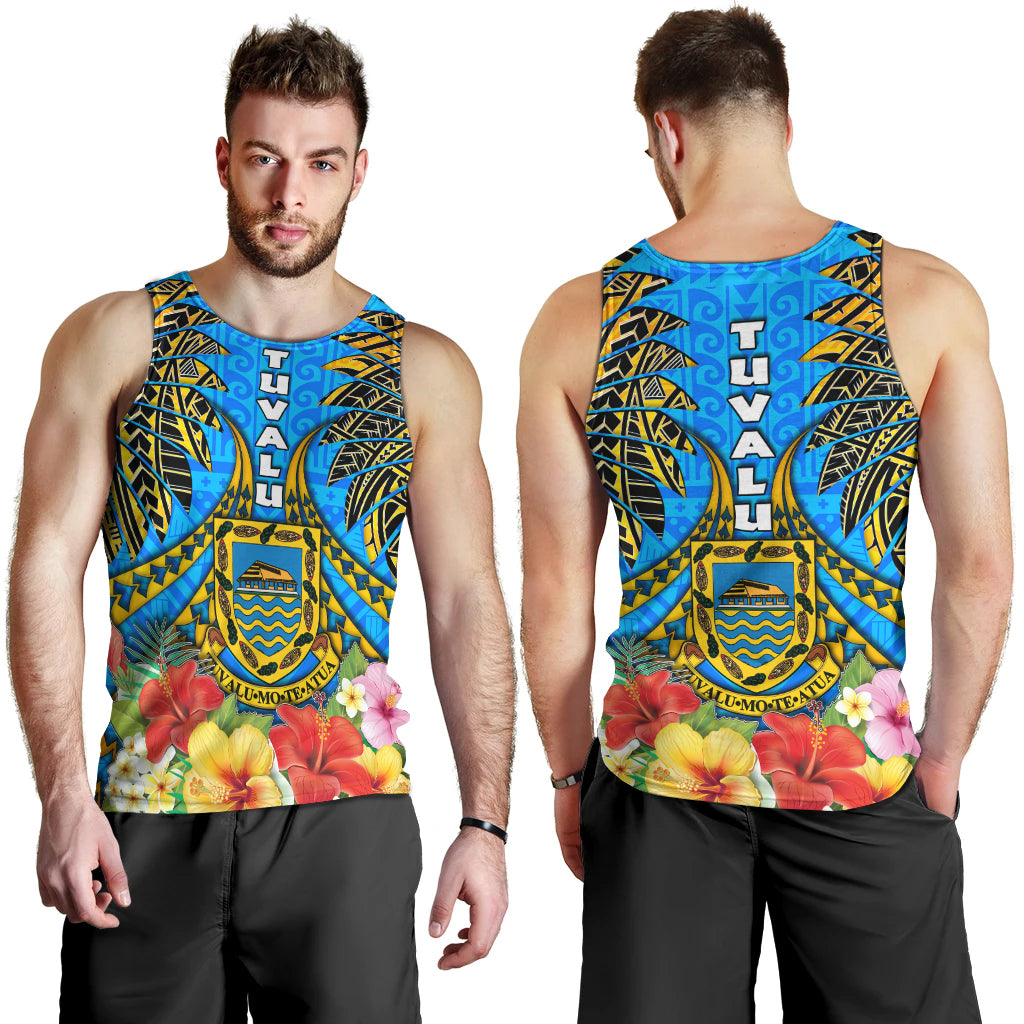 Tuvalu Polynesian Men Tank Top - Tuvalu Independence Day with Polynesian Hibiscus