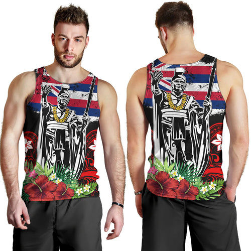 Hawaii Tank Top King Kamehameha I Tribal Flag Tropical Style