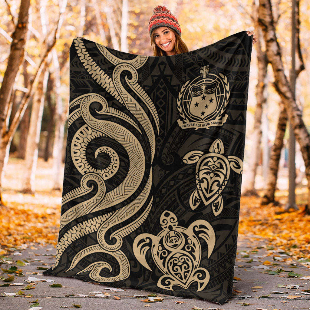 Samoa Polynesian Premium Blanket - Gold Tentacle Turtle