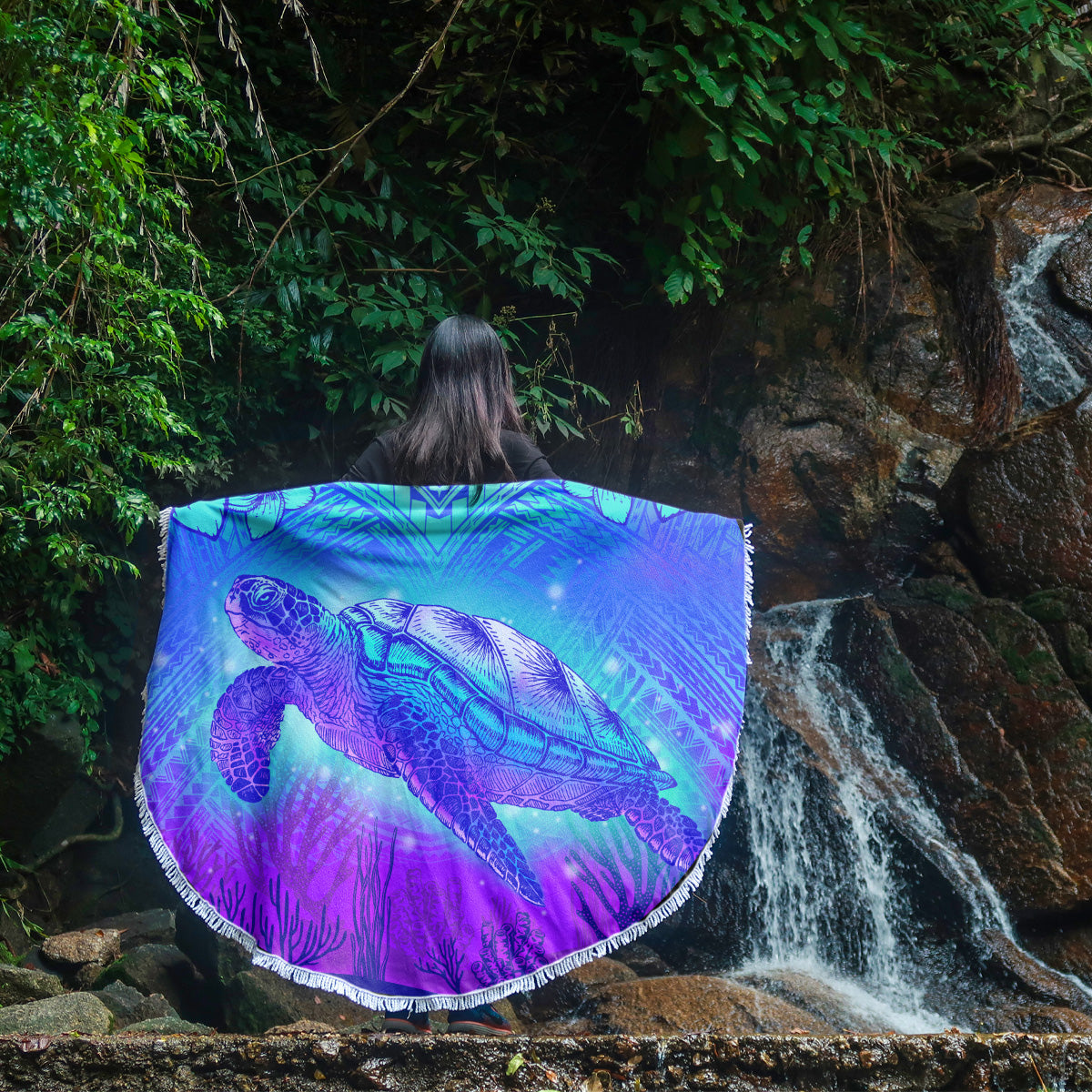 Hawaii Beach Blanket Turtle Underwater Sea Polynesian Style