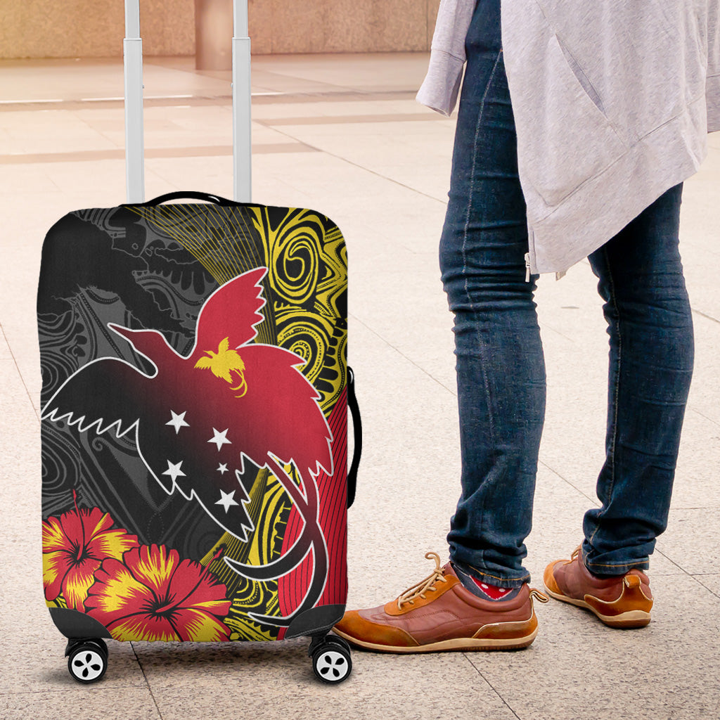 Papua New Guinea Luggage Cover Paradise Bird With Tribal Pattern