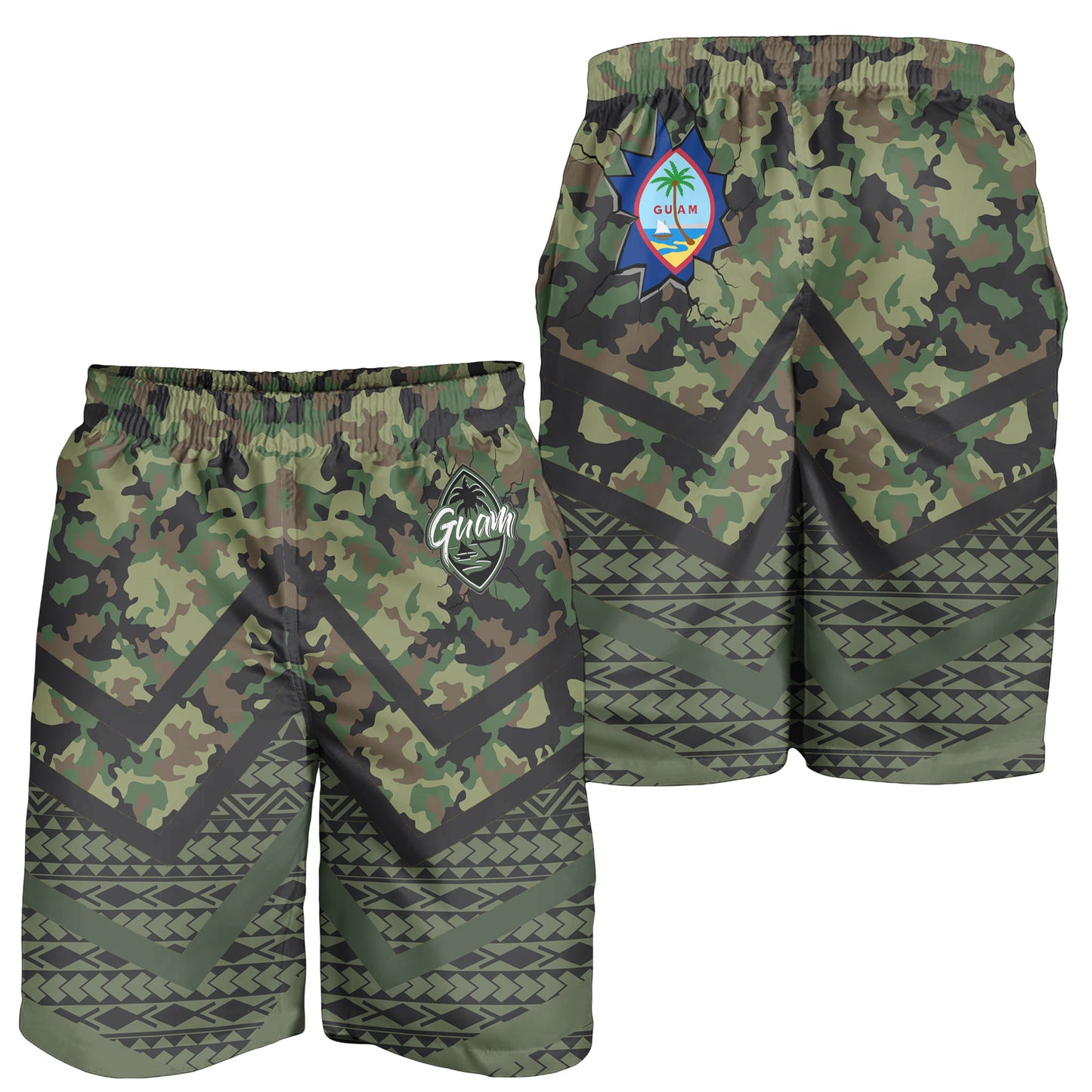 Guam Men Shorts - Custom Guam Camo Deluxe Polynesian Tattoo
