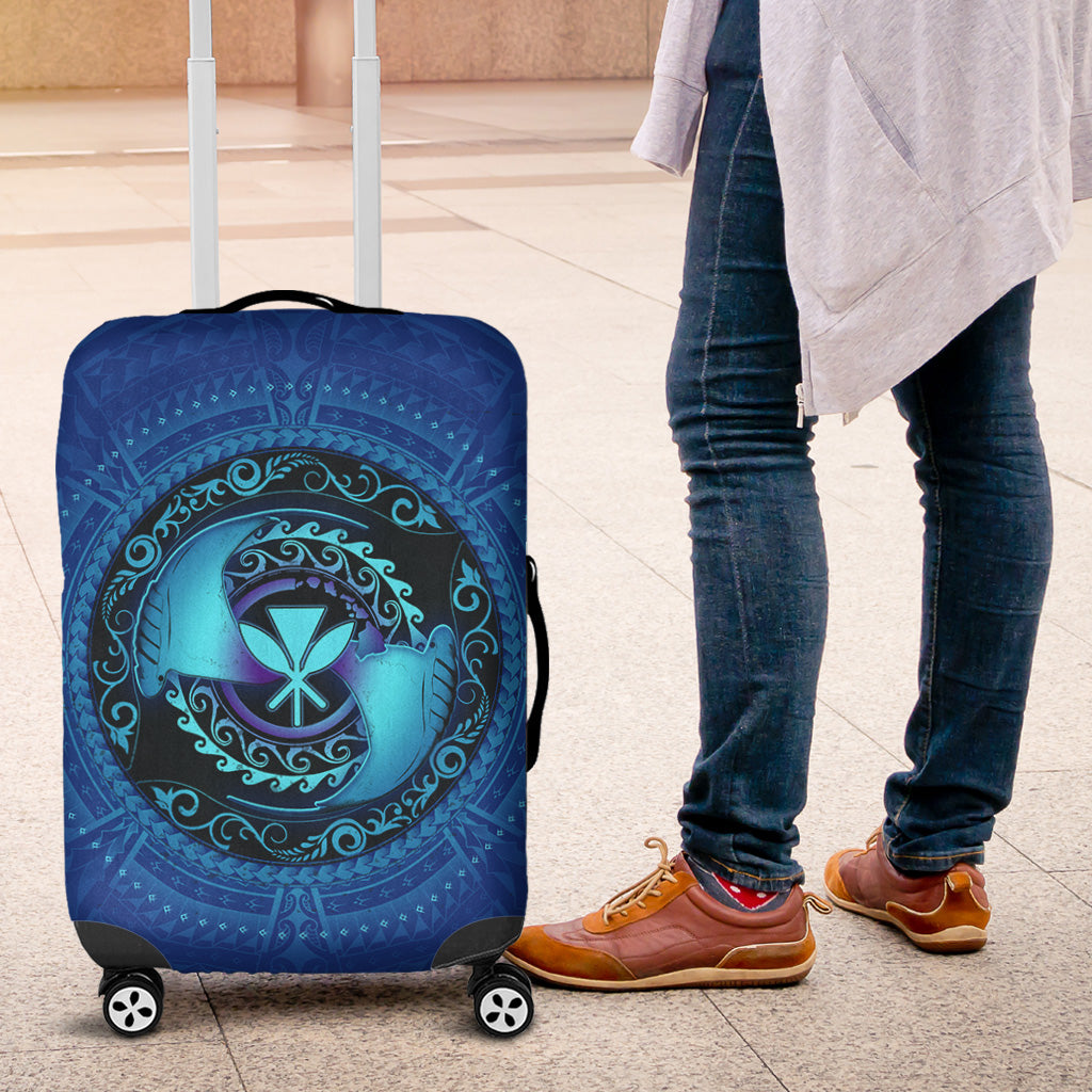 Hawaii Luggage Cover Manta Ray Couple Polynesian Ocean Style