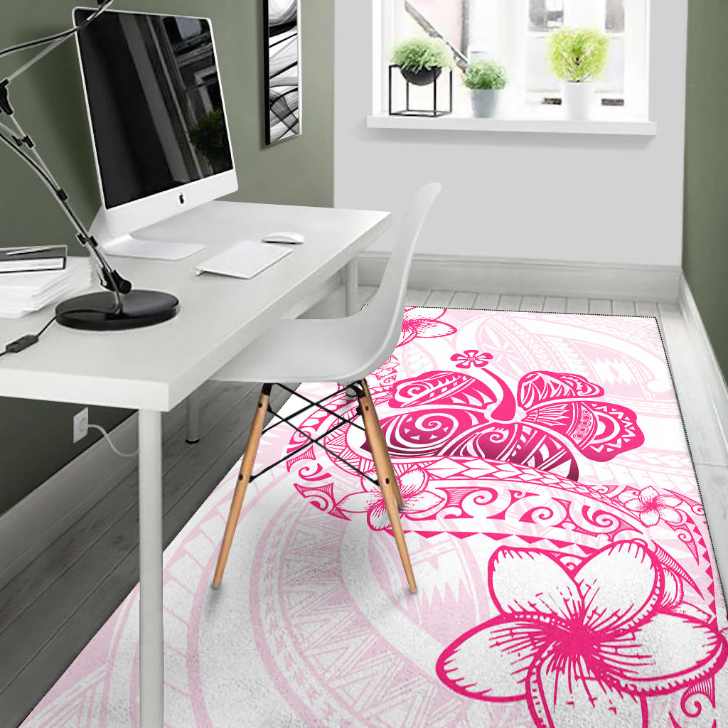 Hawaii Area Rug Pink Hibiscus And Plumeria Flowers Polynesian Decor