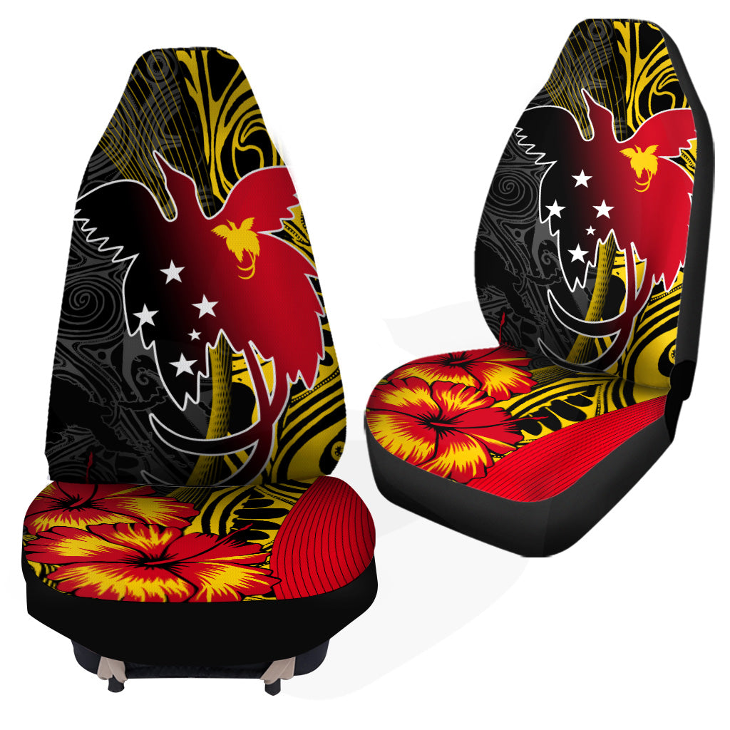 Papua New Guinea Car Seat Covers Paradise Bird With Tribal Pattern