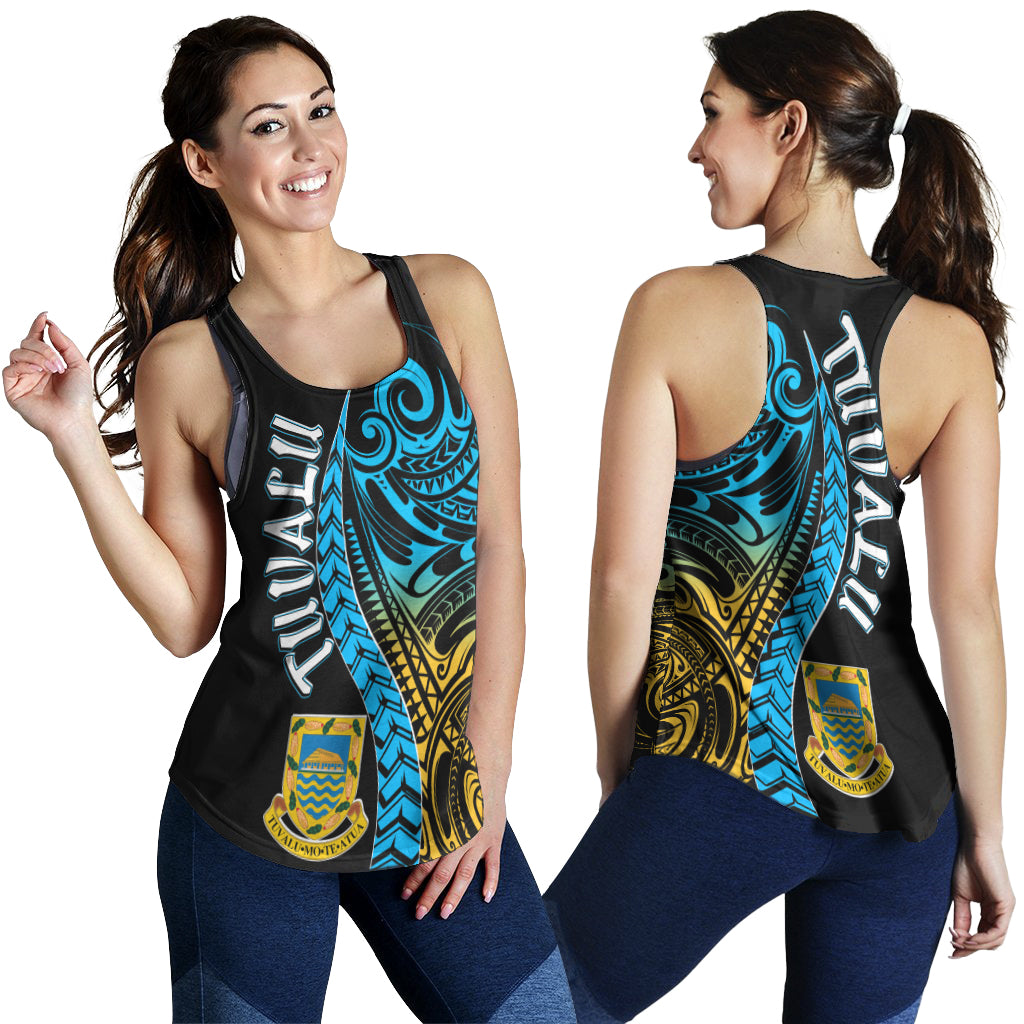 Tuvalu Polynesian Women Racerback Tank - Tuvalu Day with Polynesian Pattern