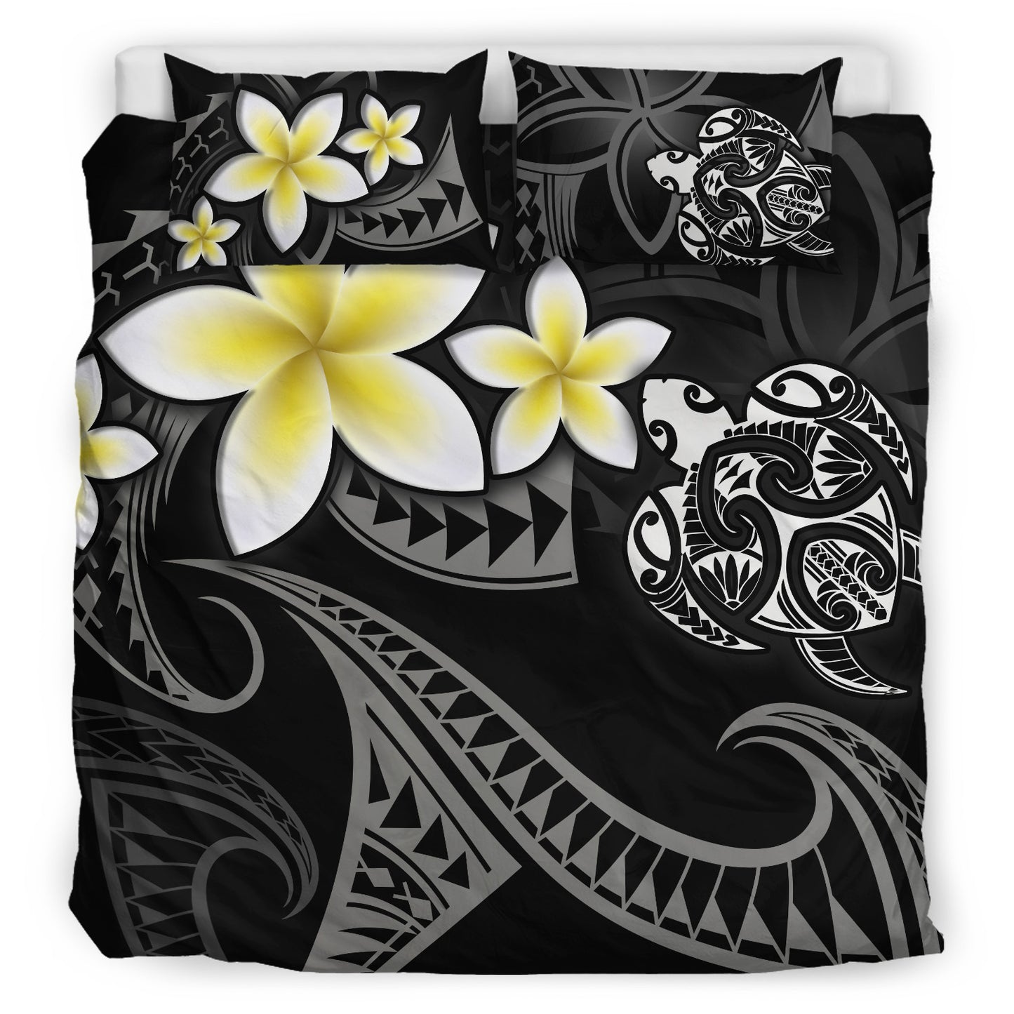 Hawaii Bedding Set Hawaiian Turtle Honu Plumeria Tribal Tattoo