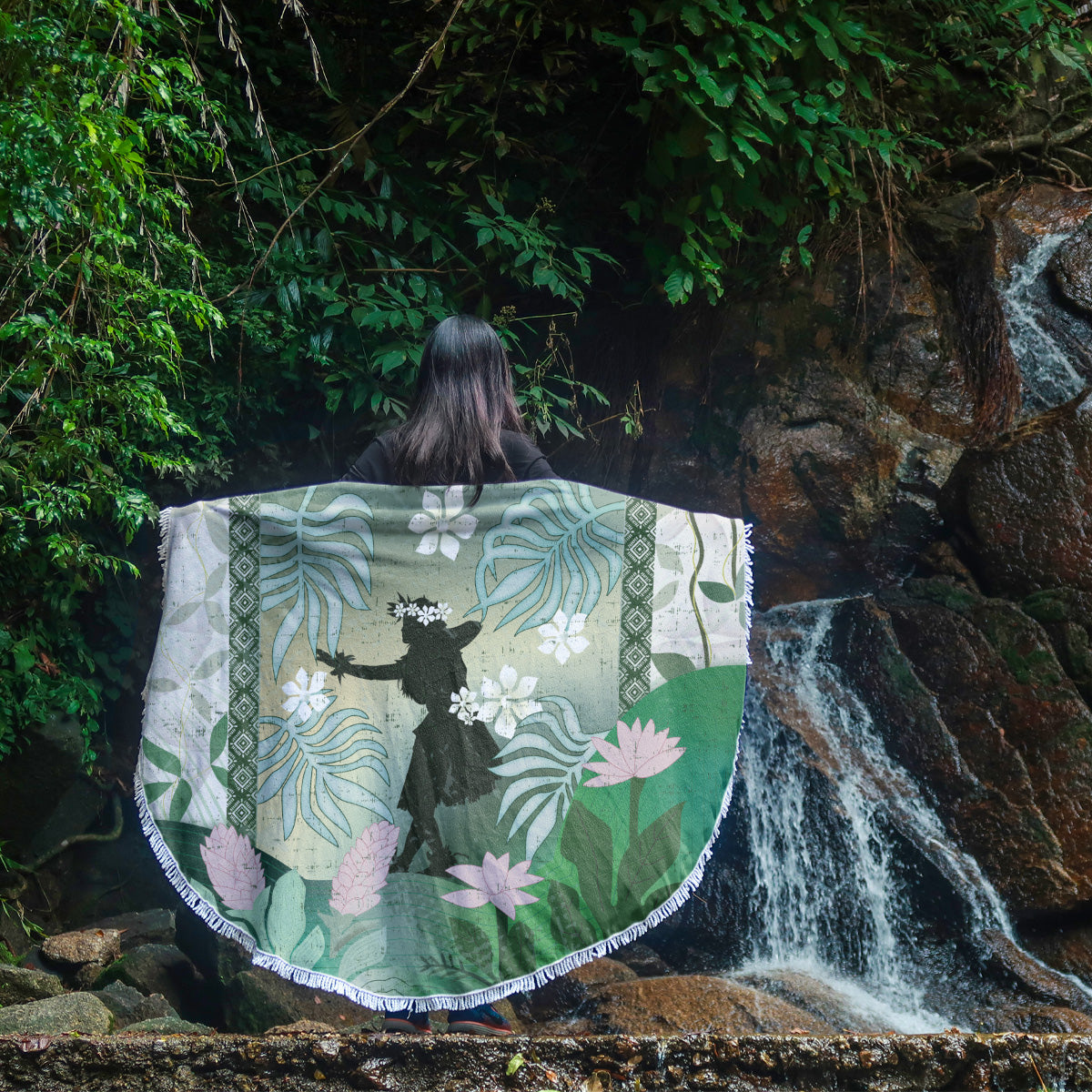 Hawaii Beach Blanket Hawaii Girl Hula Dancers With Tropical Flowers