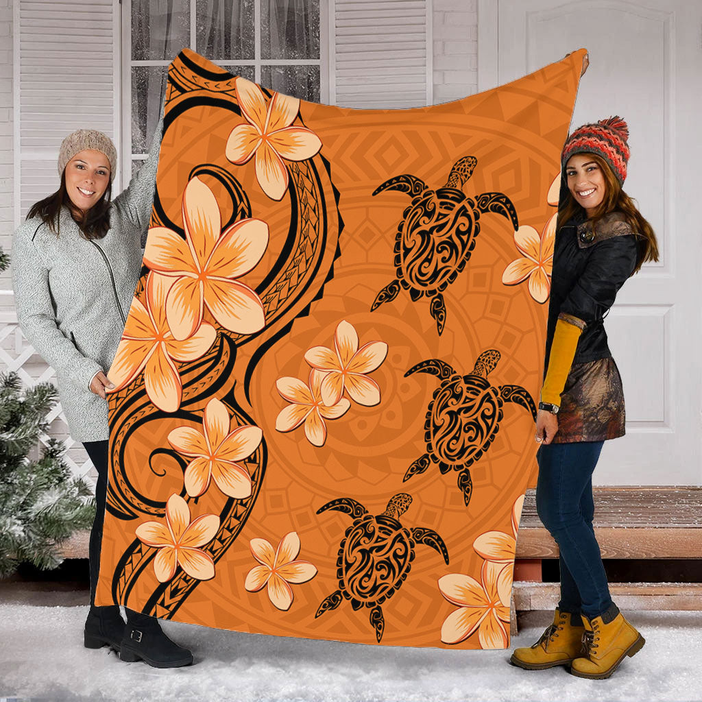 Hawaii Premium Blanket Tribal Tattoo Polynesia Plumeria Flower