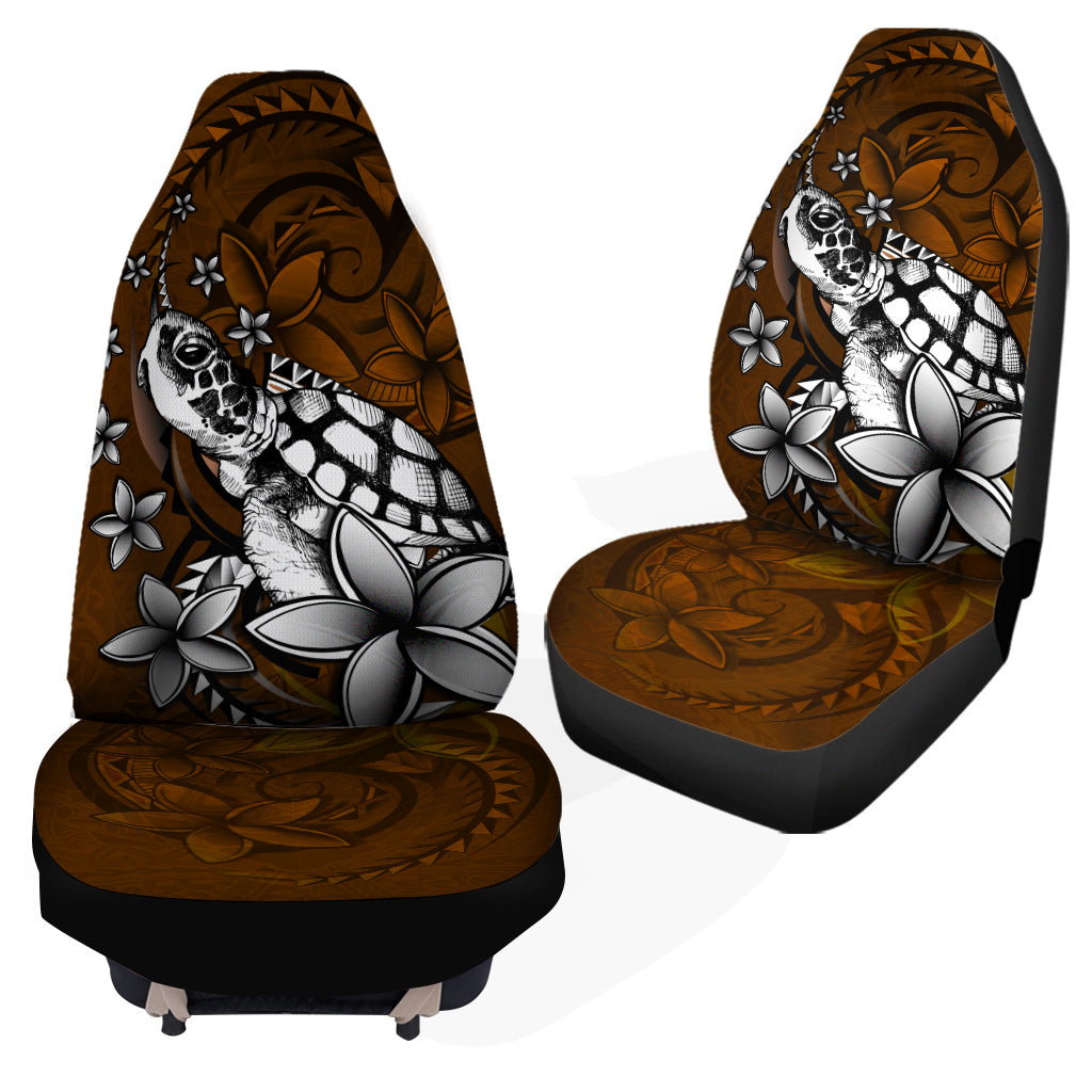 Hawaii Car Seat Covers Sea Turtle With Plumeria Polynesian Patterns Retro Style