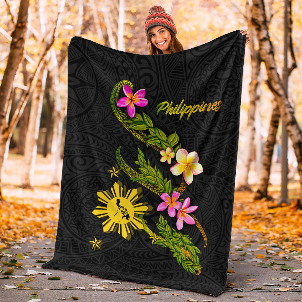Philippines Filipinos Premium Blanket Philippines Sun And Map Plumeria Tribal