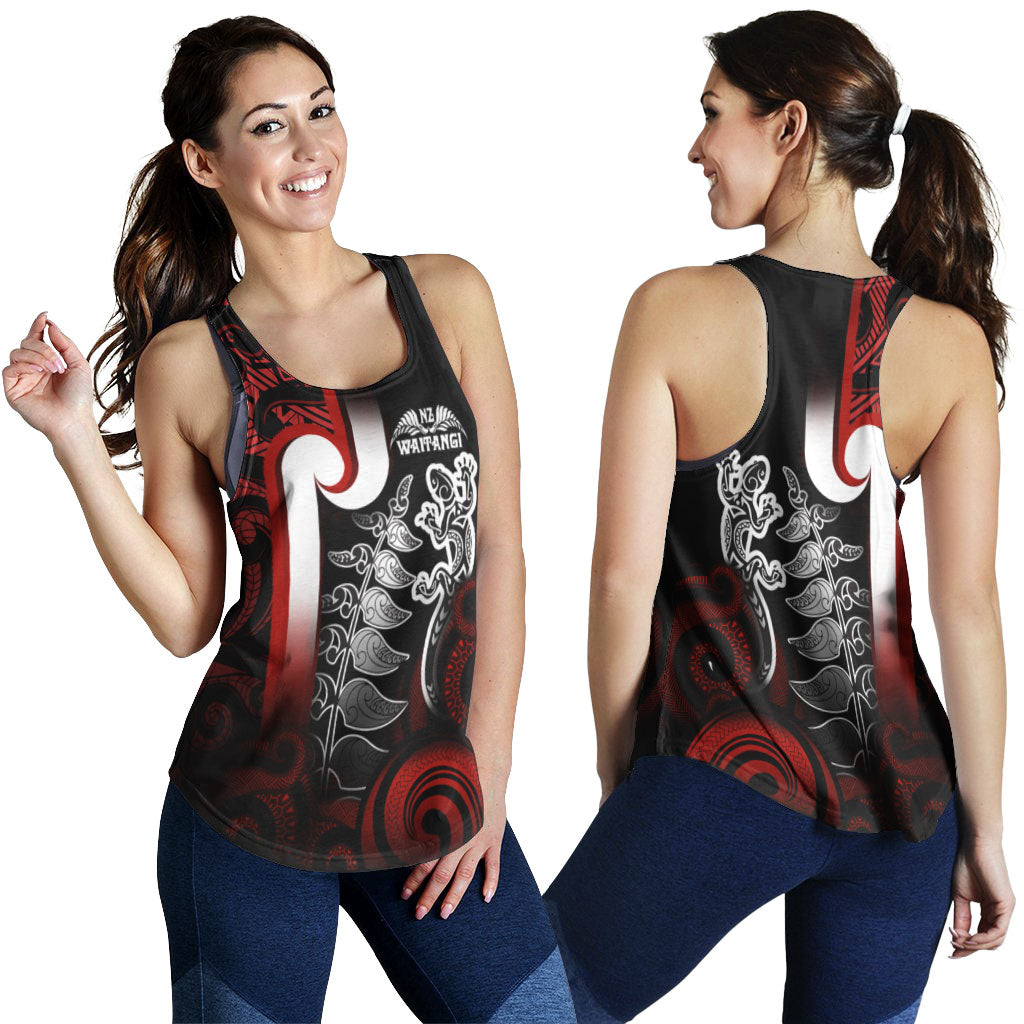 New Zealand Gradient Women Tank - Maori Tino Rangatiratanga With Lizard And Silver Fern