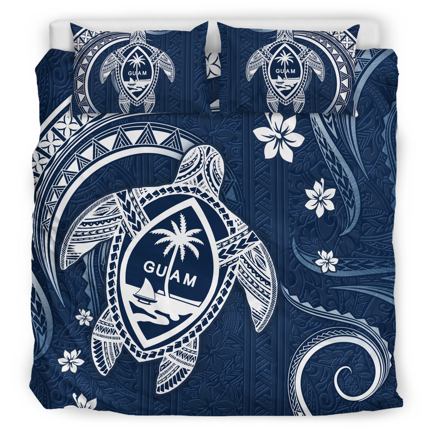 Guam Bedding Set Turtle Polynesian Pattern Blue Ver
