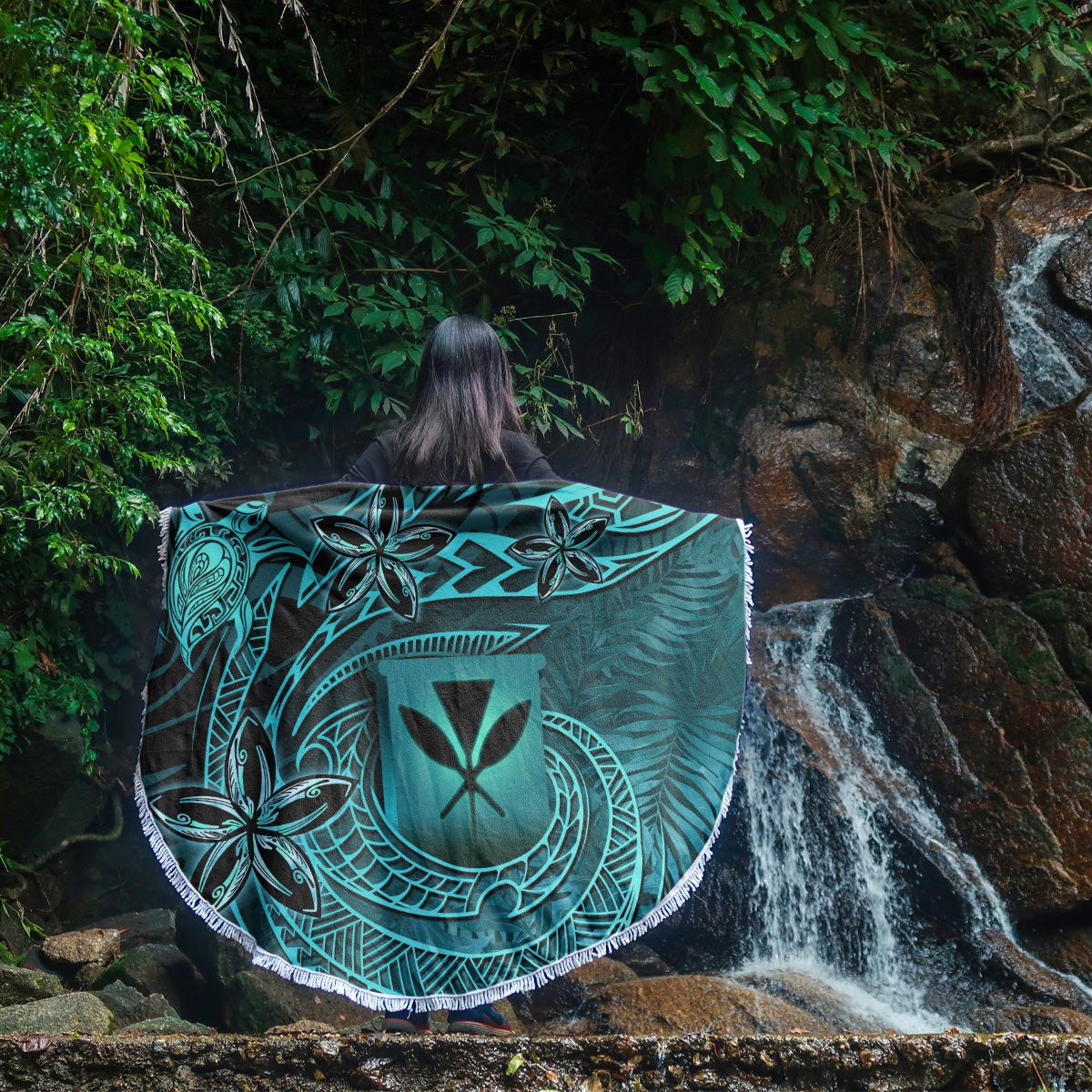 Hawaii Beach Blanket Kanaka Maoli Tropical Leaves Polynesian Pattern