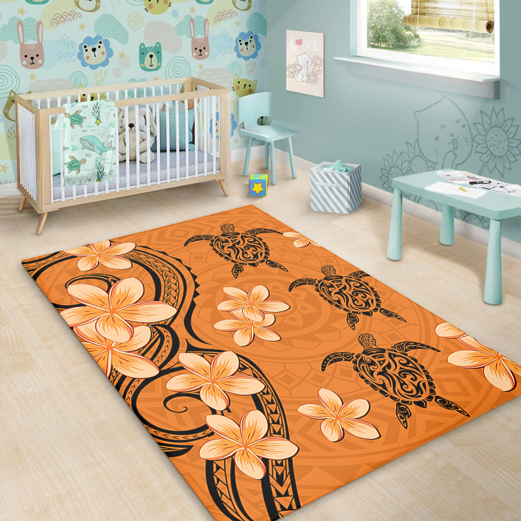 Hawaii Area Rug Tribal Tattoo Polynesia Plumeria Flower