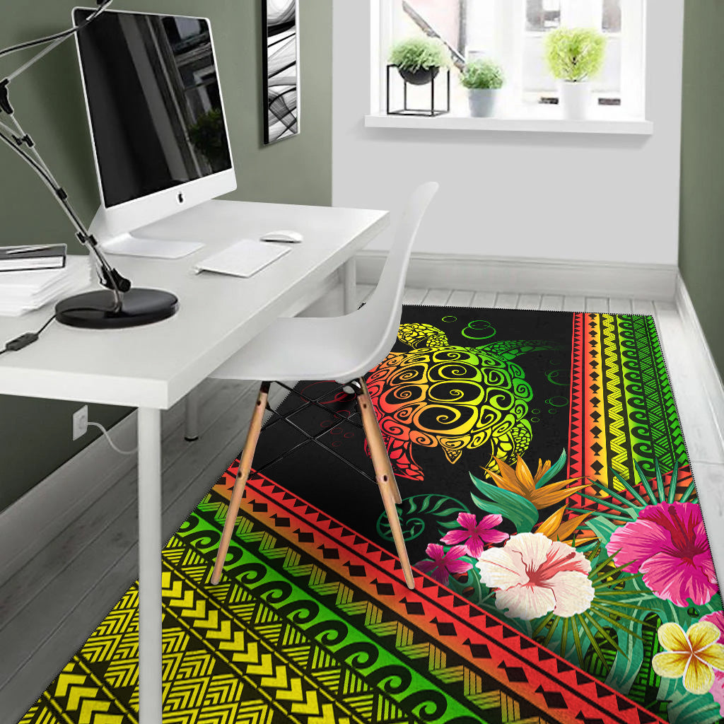 Hawaii Area Rug Turtle Polynesian Pattern Reggae Color