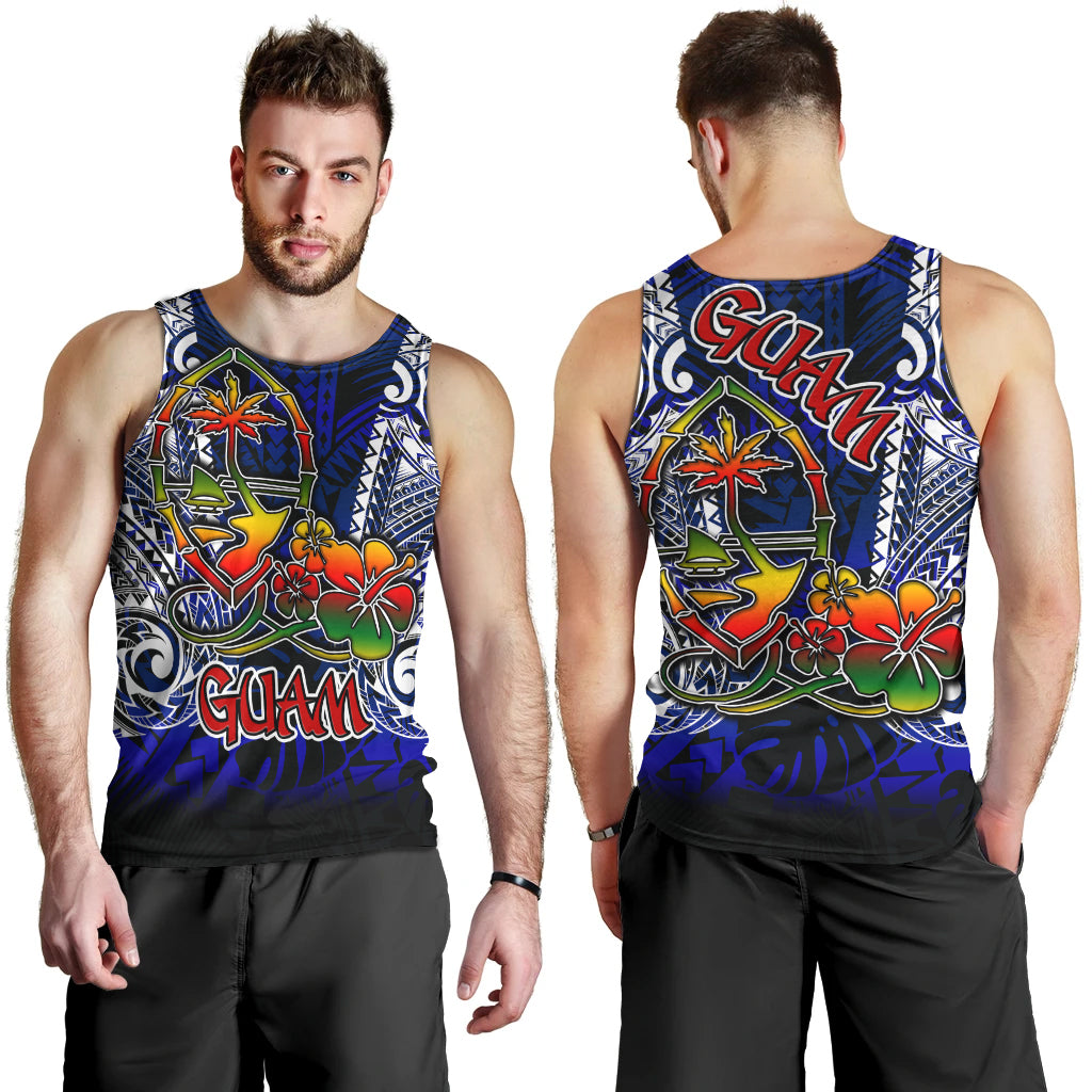 Guam Men Tank Top - Guam Independence Day '' Wish You A Very Happy Independence Day '' With Polynesian Patterns