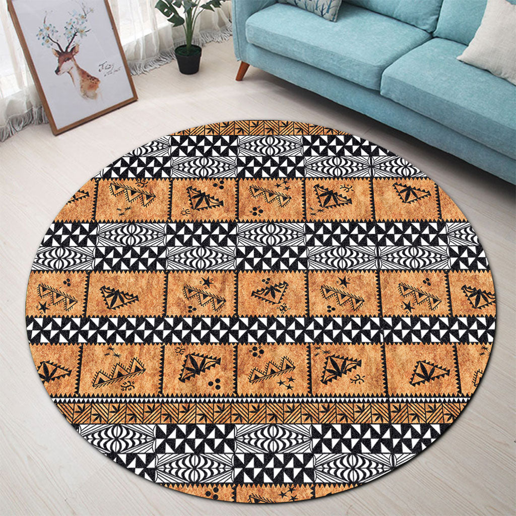 Tonga Round Rug Tapa Pattern