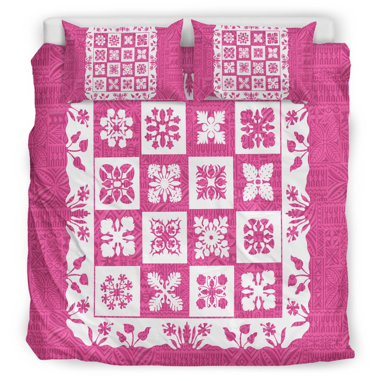 Hawaii Bedding Set Pink Hawaii Pattern Polynesian Color