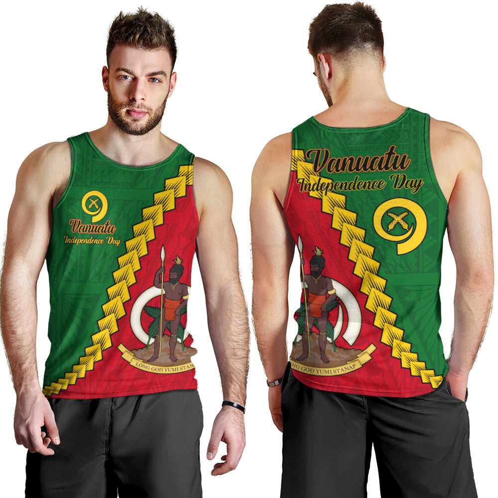 Vanuatu Tank Top Tribal Coat Of Arms With Flag Independence Day