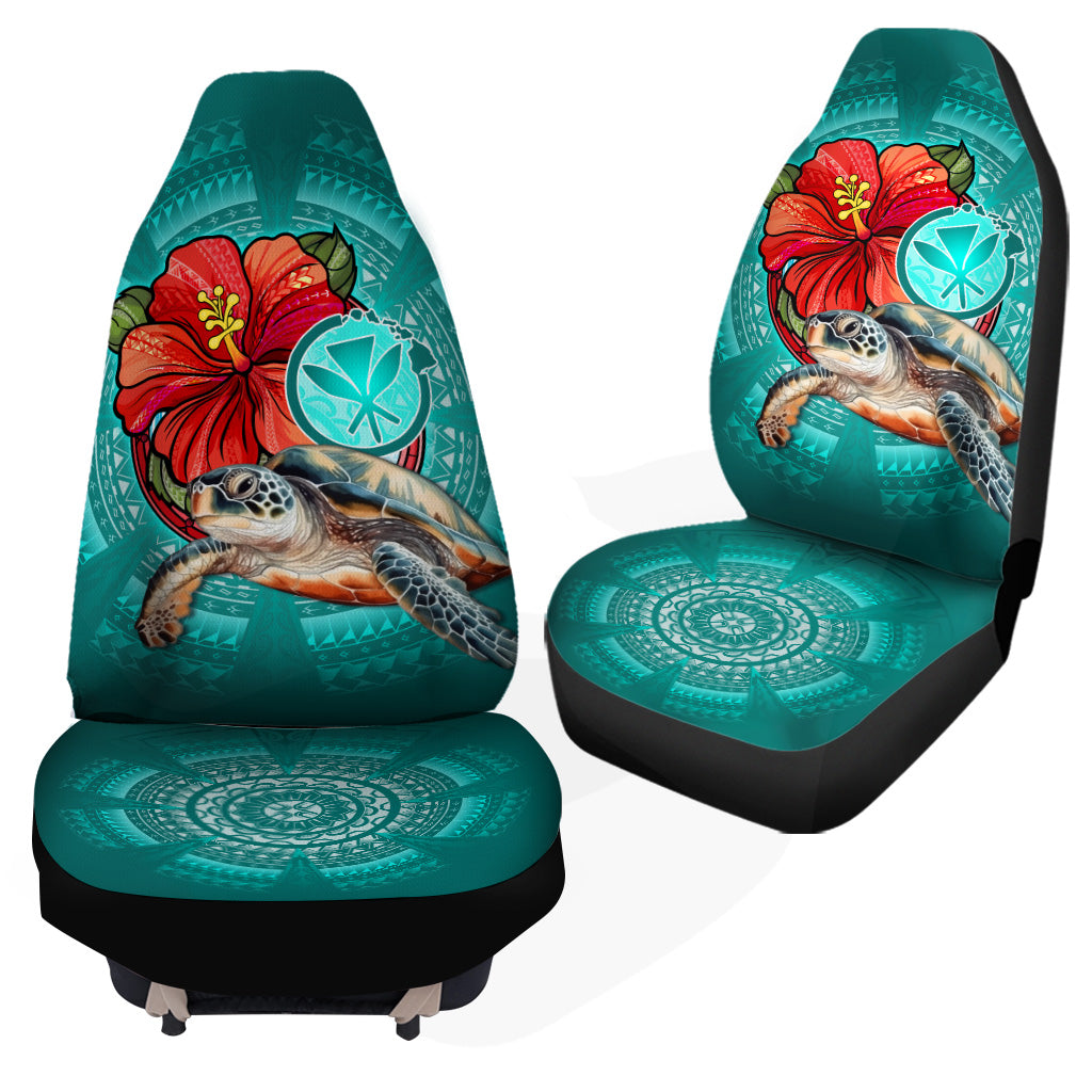 Hawaii Car Seat Covers Hawaiian Map Turtle Hibiscus Flowers Polynesian Patterns Style