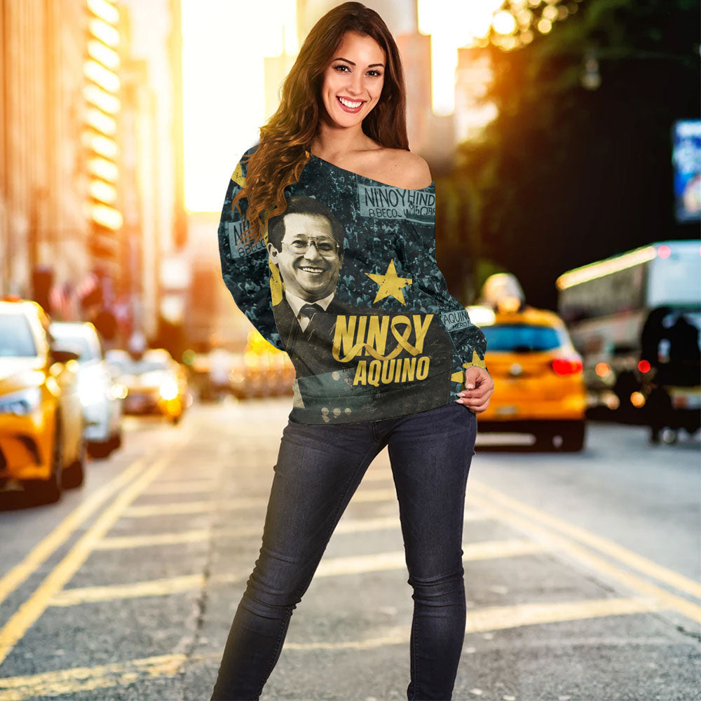 Philippines Filipinos Off Shoulder Sweatshirt Ninoy Aquino Philippine History Tribute Style