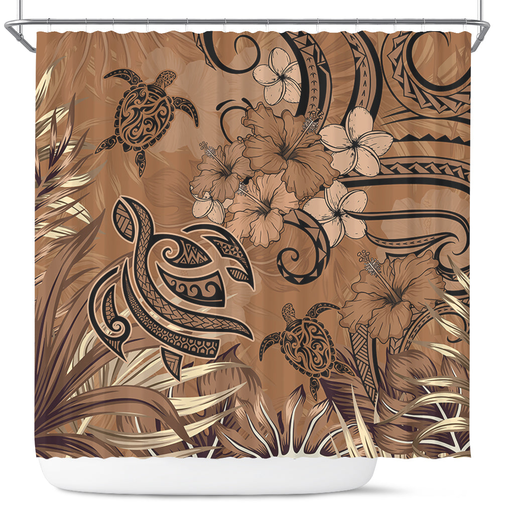 Hawaii Shower Curtain Polynesian Turtle Tattoo Tropical Elements