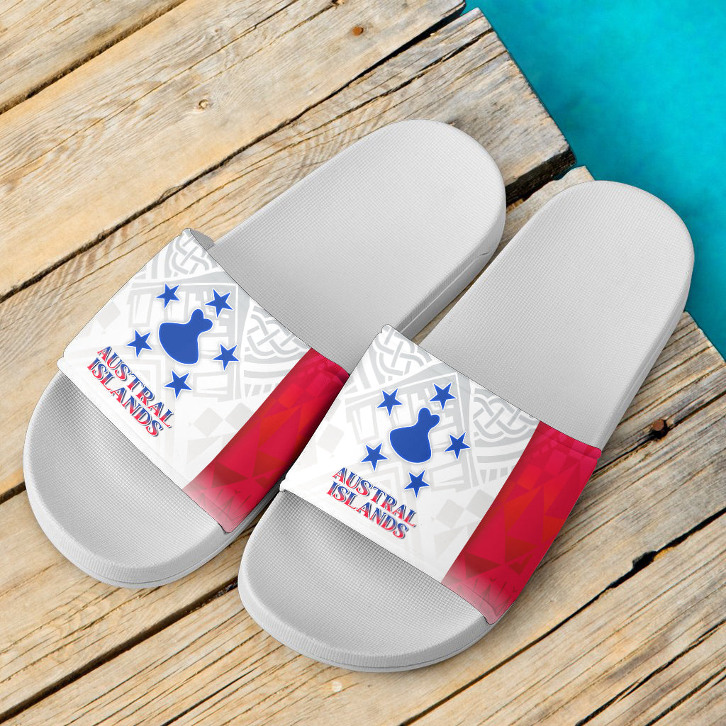Austral Islands Flag Color With Traditional Patterns Slide Sandals