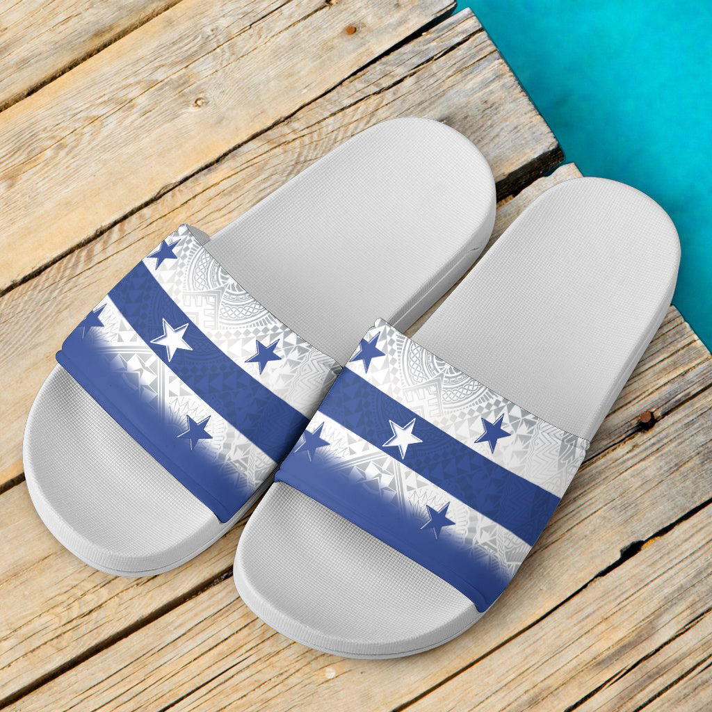 Gambier Islands Flag Color With Traditional Patterns Slide Sandals