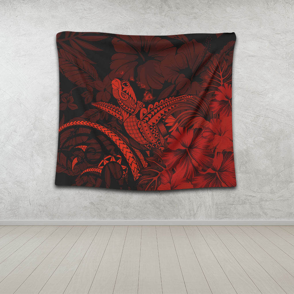 Hawaii Tapestry Turtle Polynesian With Hibiscus Flower
