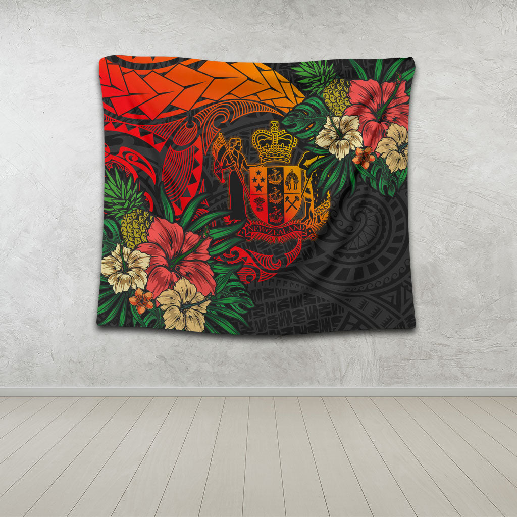 New Zealand Tapestry Polynesian Coat Of Arms Tropical