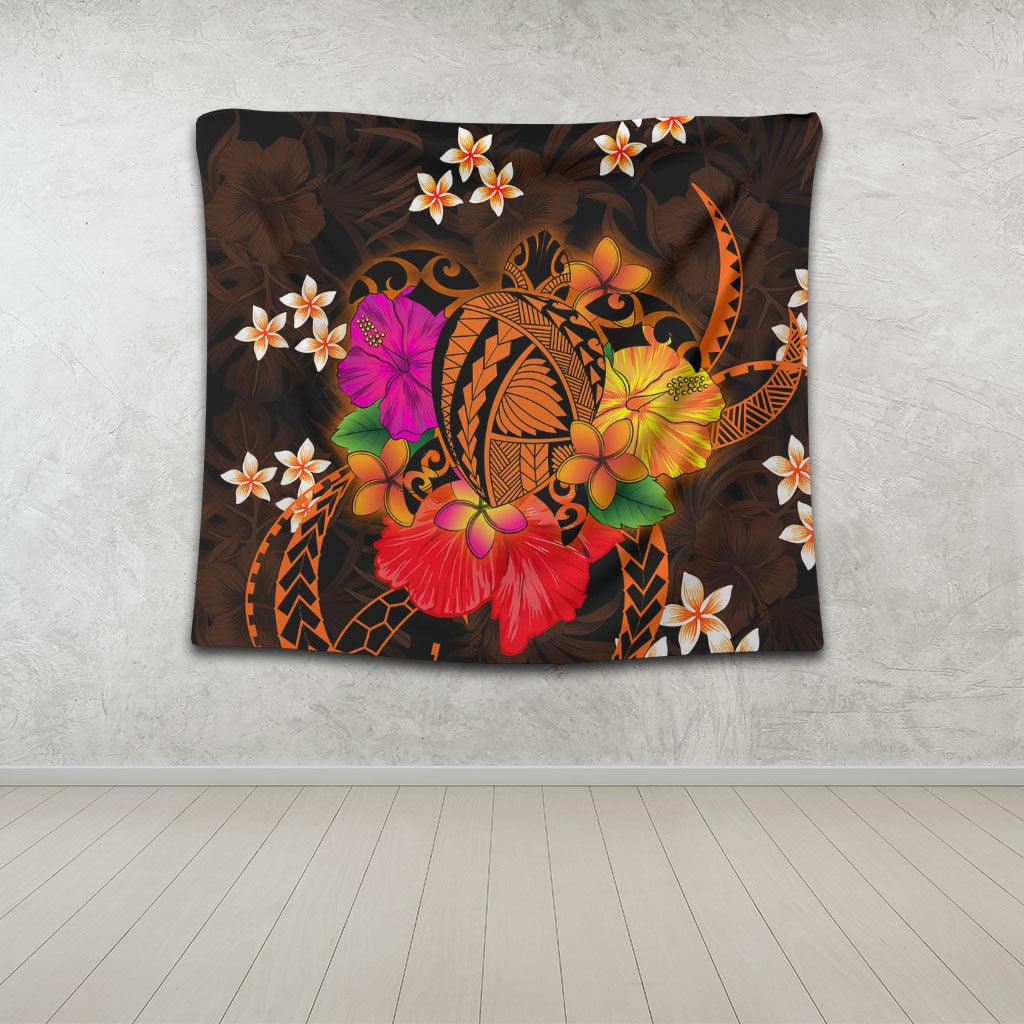 Hawaii Tapestry Polynesia Tribal Turtle Tropical Flower