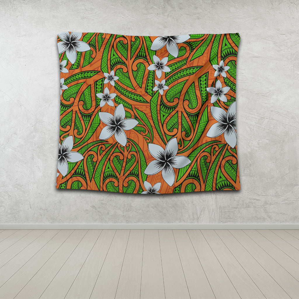 New Zealand Tapestry Maori Pattern Plumeria
