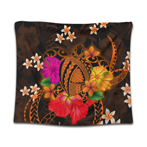 Hawaii Tapestry Polynesia Tribal Turtle Tropical Flower