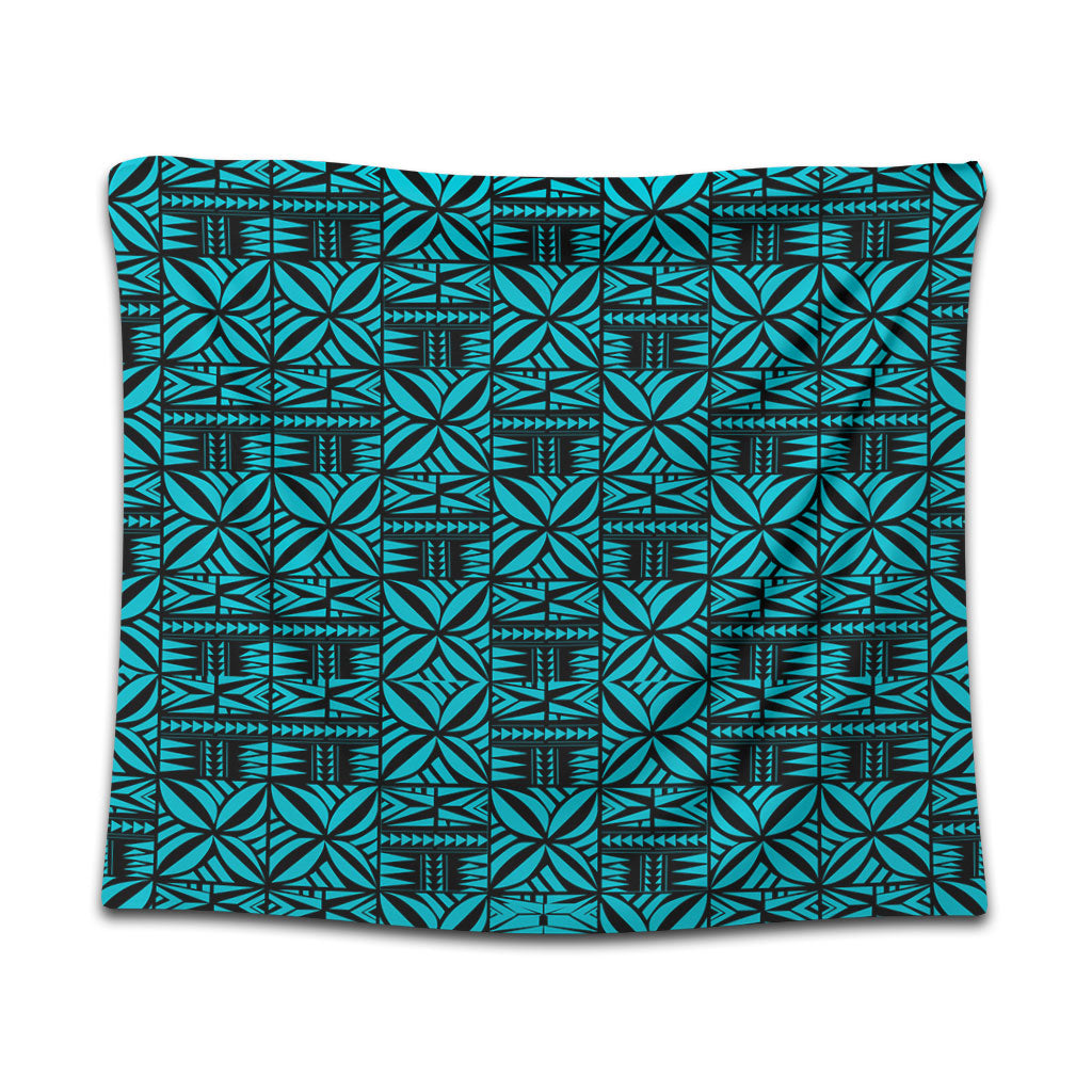 Samoa Tapestry Design Stretch Print Fabric Turquoise