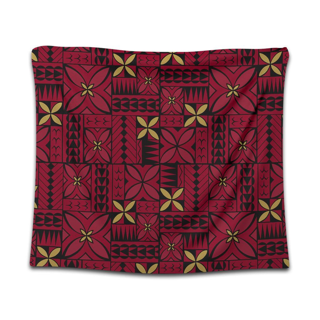 Samoa Tapestry Siapo Design Tribal Pattern Red