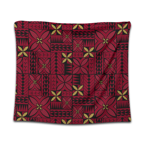 Samoa Tapestry Siapo Design Tribal Pattern Red