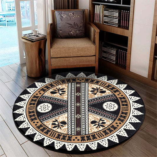 Fiji Round Rug - Fiji Pattern Masi Style Round Rugs