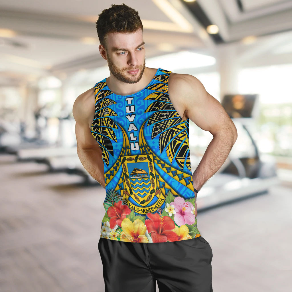 Tuvalu Polynesian Men Tank Top - Tuvalu Independence Day with Polynesian Hibiscus