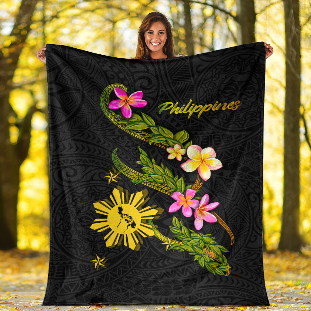 Philippines Filipinos Premium Blanket Philippines Sun And Map Plumeria Tribal