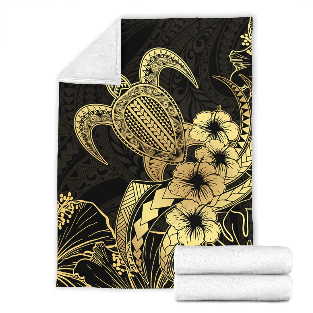 Hawaii Premium Blanket Tribal Polynesia Floral Gold Art