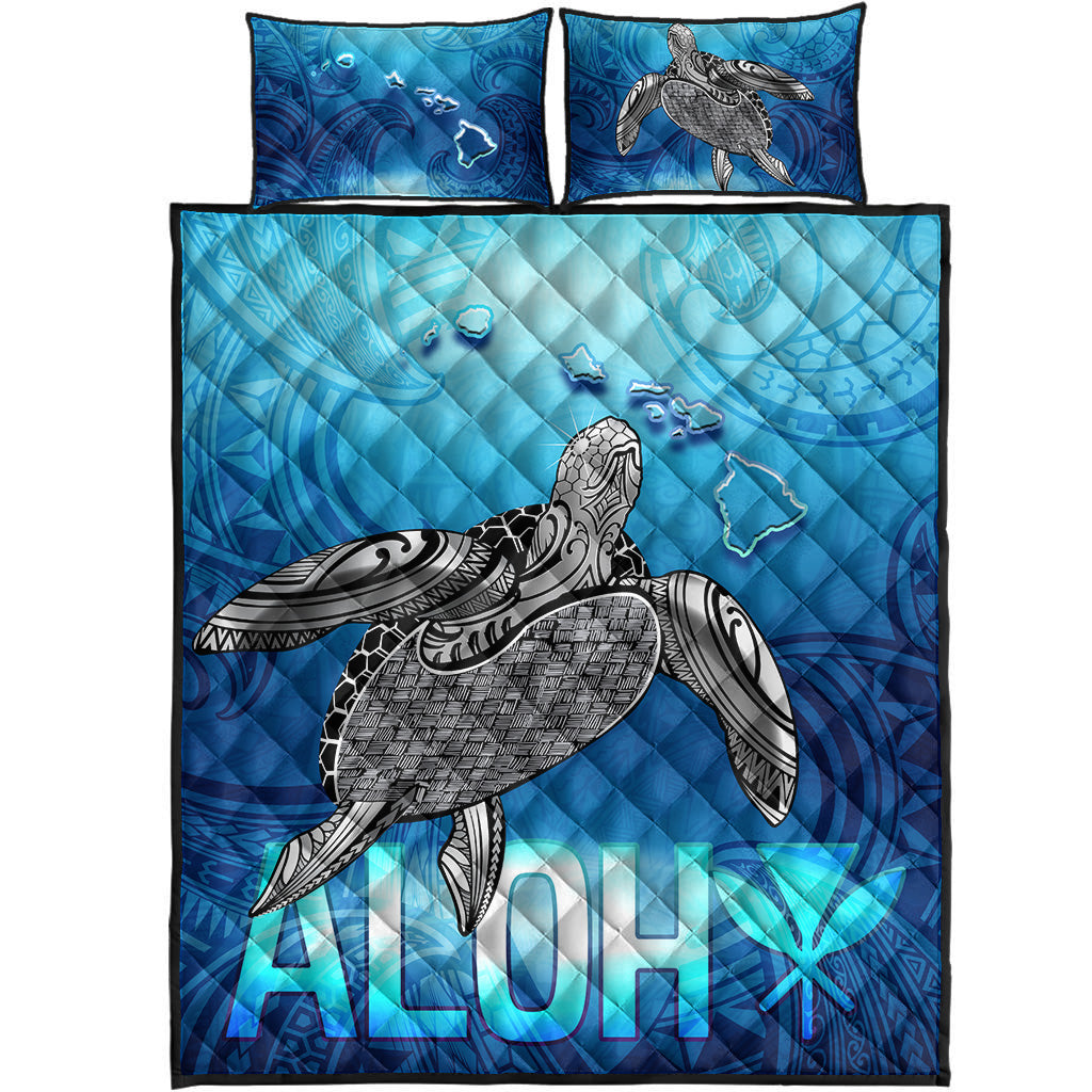 Hawaii Quilt Bed Set Aloha Turtle Ocean Style