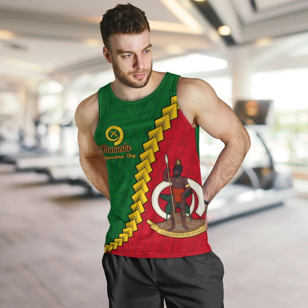 Vanuatu Tank Top Tribal Coat Of Arms With Flag Independence Day