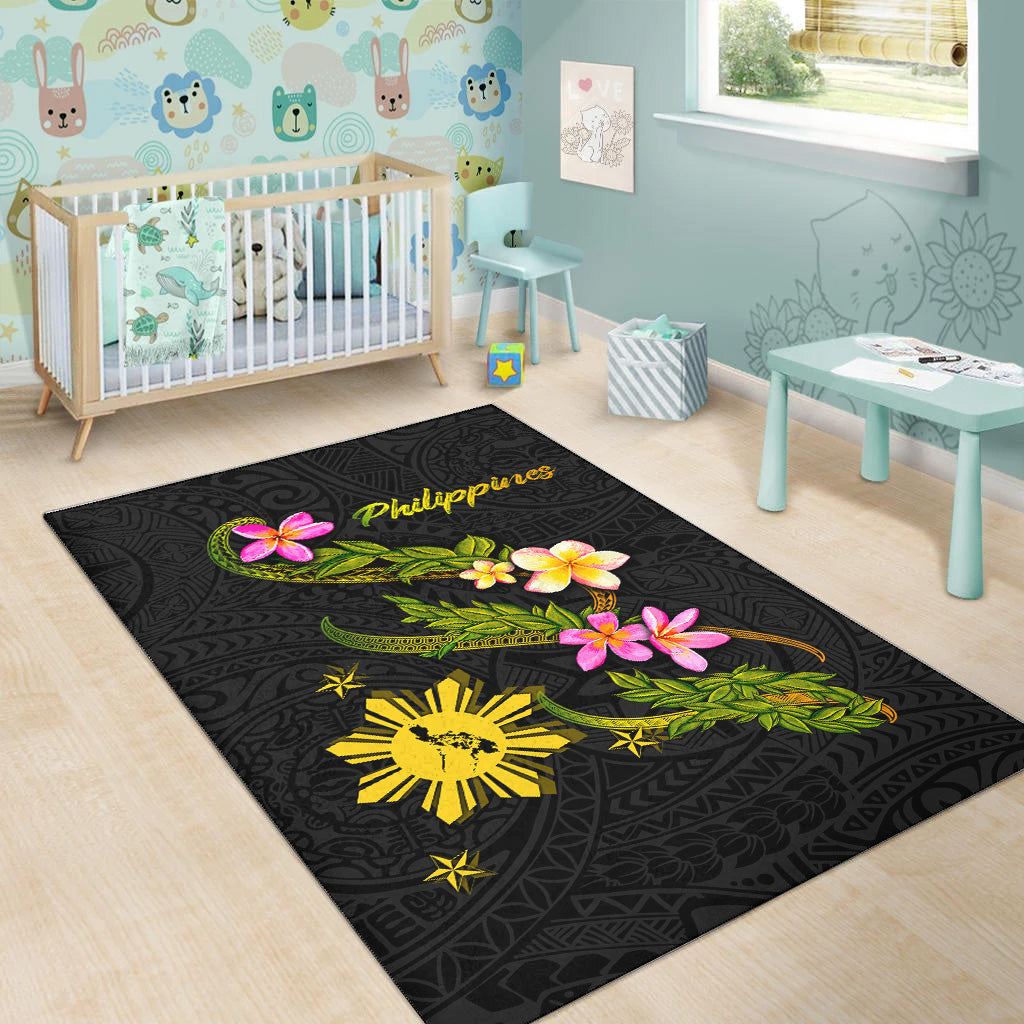 Philippines Filipinos Area Rug Philippines Sun And Map Plumeria Tribal