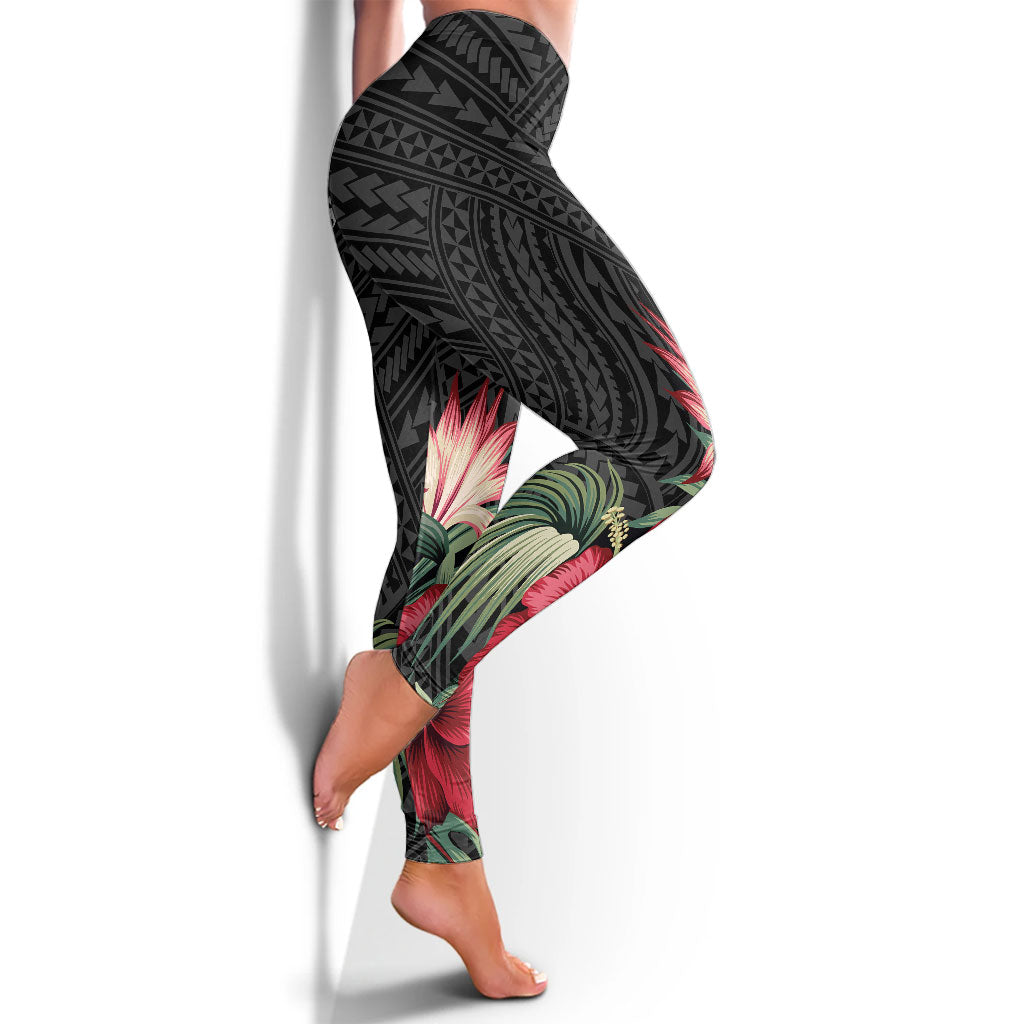 American Samoa Polynesian Legging - Tropical Vintage Hibiscus