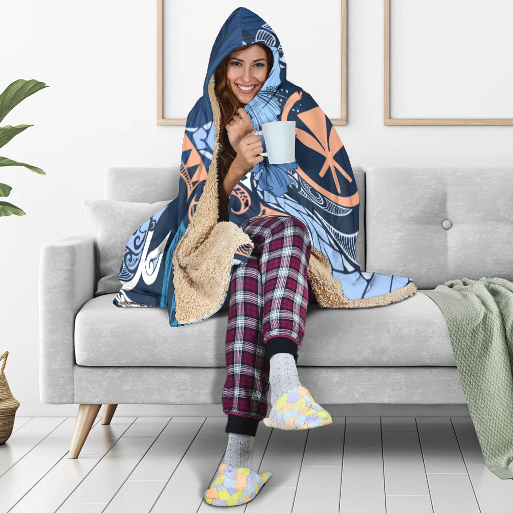 Hawaii Hooded Blanket Kanaka Maoli Tribal Pattern