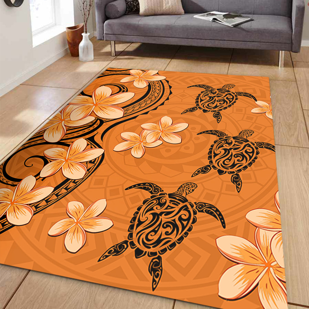 Hawaii Area Rug Tribal Tattoo Polynesia Plumeria Flower