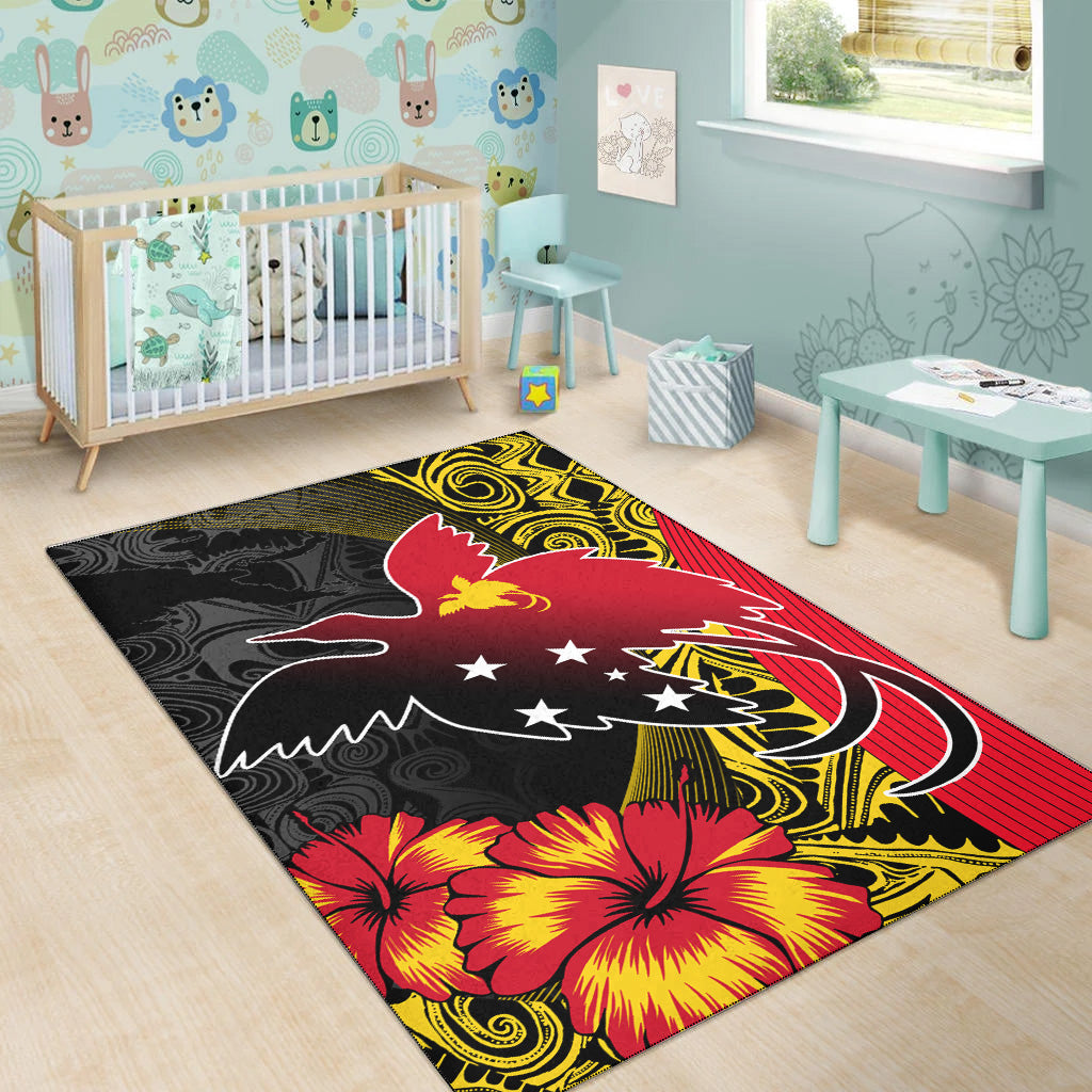 Papua New Guinea Area Rug Paradise Bird With Tribal Pattern