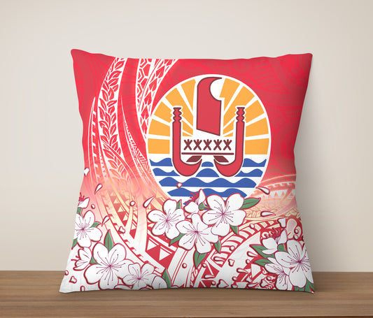 Tahiti Pillow Cover Polynesian Pattern Style White Flowers